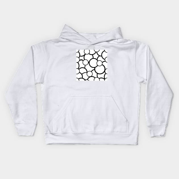 White  background with black circles Kids Hoodie by Ulka.art